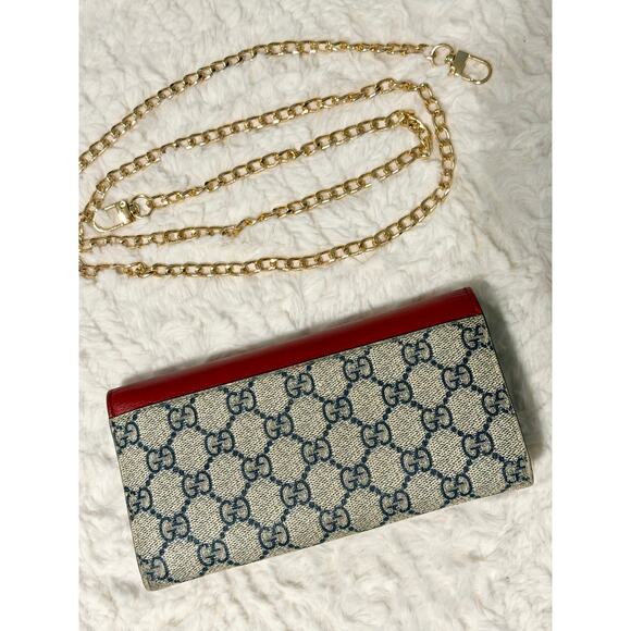 Authentic Gucci GG Supreme Web Bow Continental Wallet – Red Leather – Excellent - Picture 1 of 8